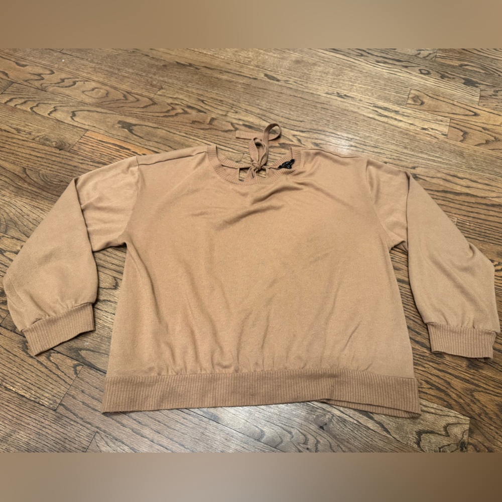 MyState Tan Tie Neck Knit Sweater Top Size XL
